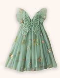 Kleid mit Blumen- und Schmetterlingsstickerei