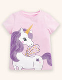 T-Shirt-Set mit Einhorn-Applikation