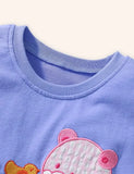 T-Shirt-Set aus Baumwolle mit Bären-Regenbogen-Applikation