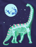 Camiseta de algodón con estampado de dinosaurio brillante