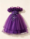 Rose Off-Shoulder Flower Girl Dress