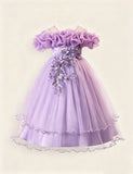Rose Off-Shoulder Flower Girl Dress