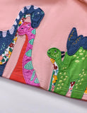 Abito in cotone con applicazioni di dinosauro