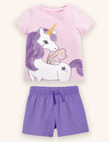 T-Shirt-Set mit Einhorn-Applikation