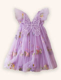 Kleid mit Blumen- und Schmetterlingsstickerei