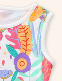 Baumwollkleid mit Cartoon-Print