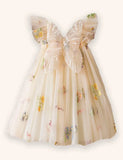 Kleid mit Blumen- und Schmetterlingsstickerei
