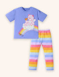 T-Shirt-Set aus Baumwolle mit Bären-Regenbogen-Applikation