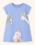 Kleid mit Cartoon-Einhorn-Applikation