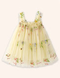 Kleid aus Tüll mit Blumenstickerei