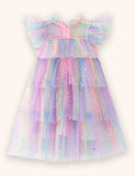 Regenbogenfarbenes, allmählich wechselndes Tüllkleid