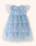 Regenbogenfarbenes, allmählich wechselndes Tüllkleid