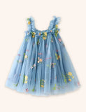 Kleid aus Tüll mit Blumenstickerei