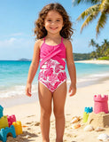 Leaf Print Suspender Swimsuit