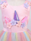 Abito da festa in tulle con applicazioni di fiori di unicorno