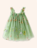 Kleid aus Tüll mit Blumenstickerei