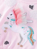 Kleid aus Tüll mit fliegender Einhorn-Applikation und Pailletten