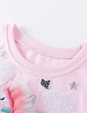 Kleid aus Tüll mit fliegender Einhorn-Applikation und Pailletten