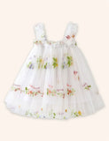 Kleid aus Tüll mit Blumenstickerei