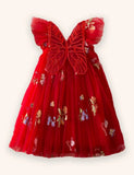 Kleid mit Blumen- und Schmetterlingsstickerei