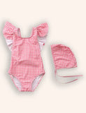 Conjunto de maiô listrado de uma peça