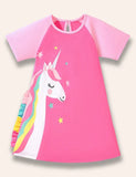 Rainbow Unicorn Printed Kjole