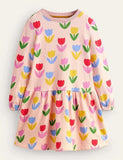 Vestido estampado tulipa colorida