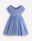 Pale Blue Horses Ami Applique Tulle Dress