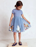Pale Blue Horses Ami Applique Tulle Dress