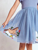 Pale Blue Horses Ami Applique Tulle Dress