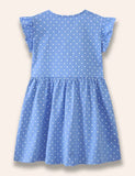 Gepunktetes Kleid mit Cartoon-Maus-Applikation