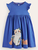 Rüschenkleid mit Kätzchen-Applikation