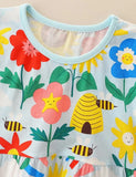 Vestido estampado de abejas y flores