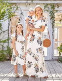 Mama&Me Schulterfreies Chiffonkleid mit Blumenmuster