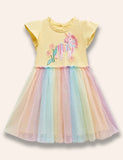 Rainbow Unicorn Appliqué Tulle Kjole