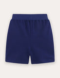 Shark-broderede bomuldshorts