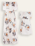 Mama&Me Schulterfreies Chiffonkleid mit Blumenmuster