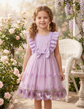 Butterfly Embroidered Flying Sleeve Tulle Dress
