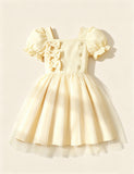 Bow Decorative Splicing Tulle Dress