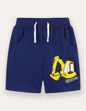 Shorts med gravemaskinetryk