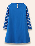 Vestido com aplique de coruja de desenho animado