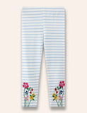Leggings a righe ricamate floreali