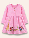 Zoo Animal Appliqué Dotted Dress