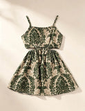 Fashion Waist Print Dress