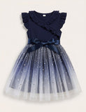 Fungus Edge Star Sequins Tulle Princess Dress