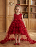 Enchanted Rose Tiered Red Tulle Gown