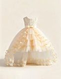 Enchanted Rose Tiered Red Tulle Gown