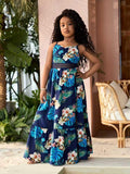 Tropical Print Woven with Splicing Dress