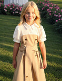 Lapel Button Stitching Contrasting Dress