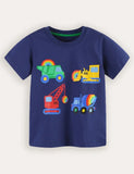 Kurzarm-T-Shirt mit Bauwagen-Aufdruck
